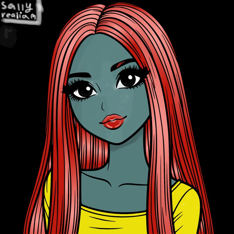 realistic girl with straight and long hair