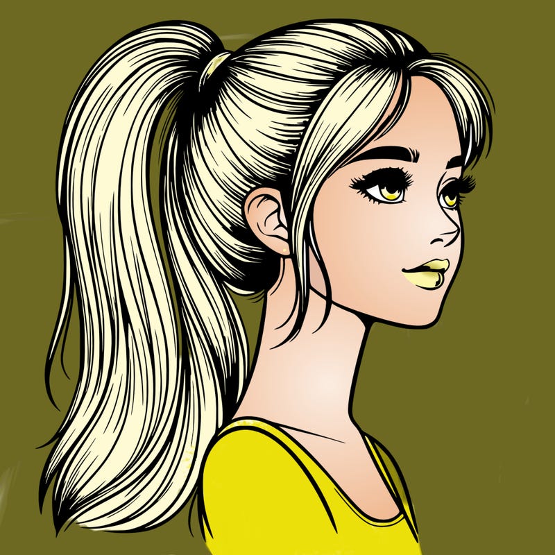 realistic  girl with high ponytail