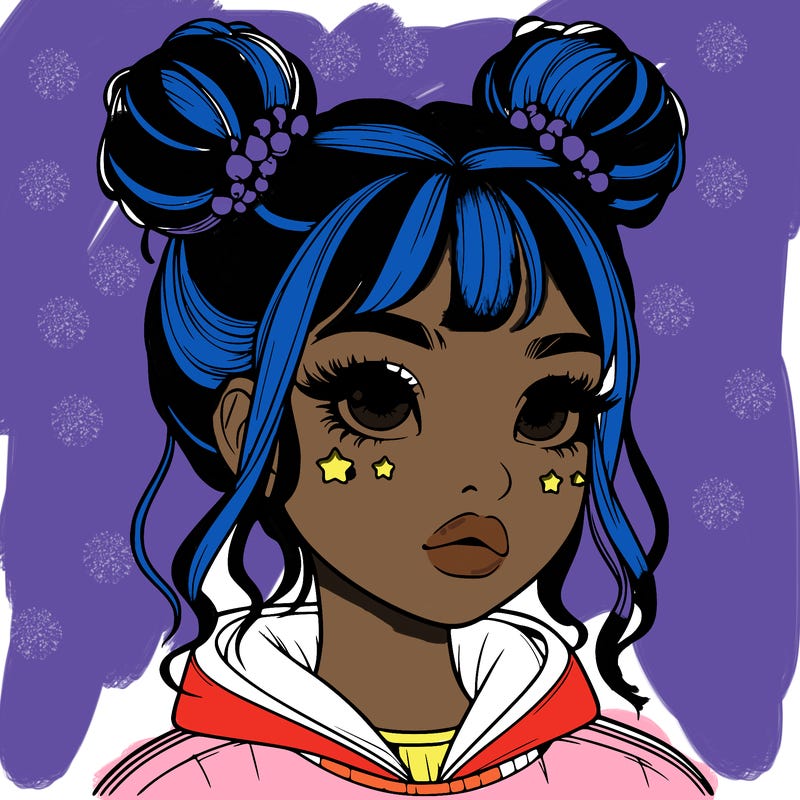realistic girl with space buns