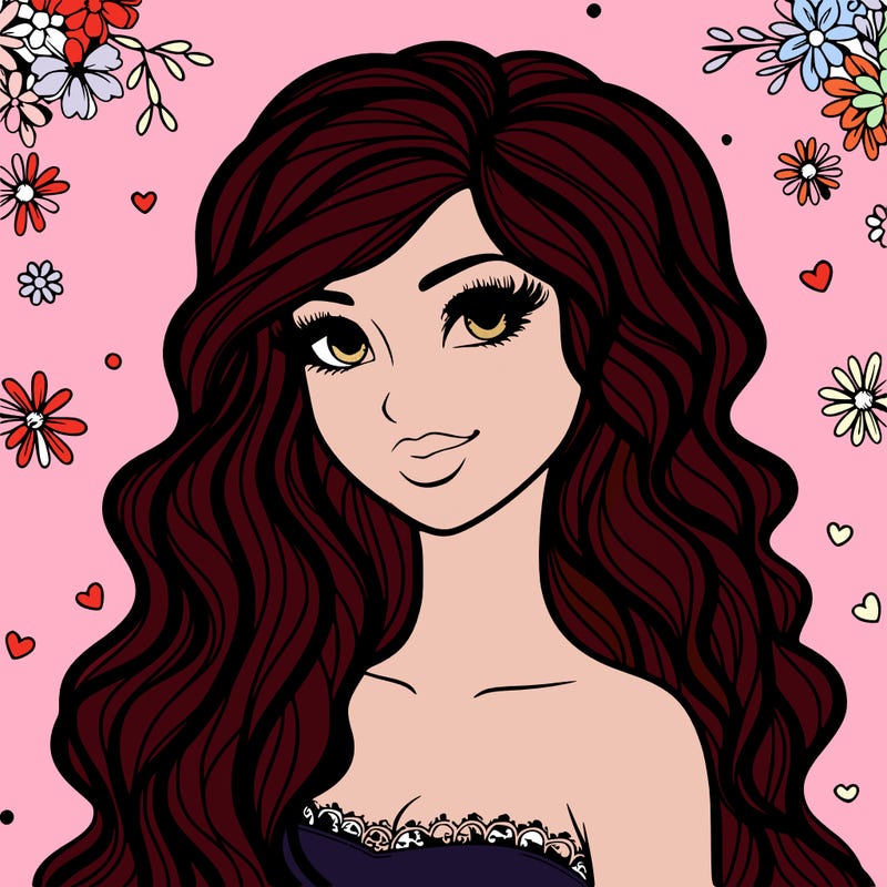 pretty woman with long wavy hair