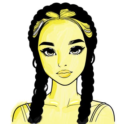 realistic girl with braids