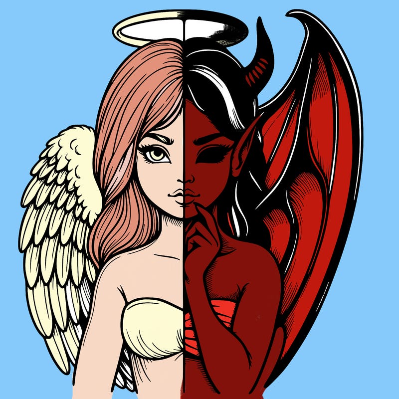 realistic angel half demon