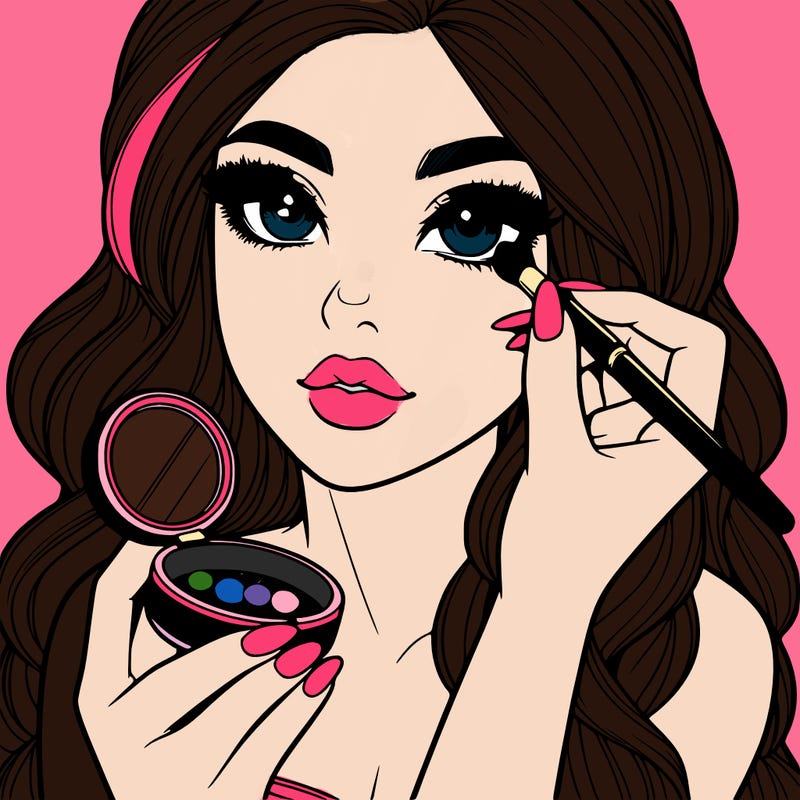 realistic girl doing makeup
