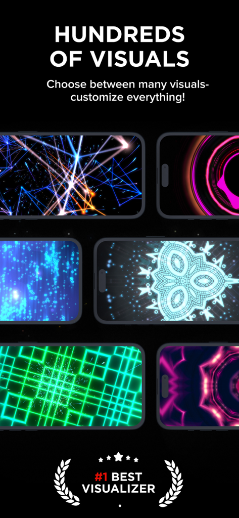 Music Visualizer DJ: Vythm VJ - Colección de estilos de visualizadores de música diversos y coloridos en pantallas de smartphone
