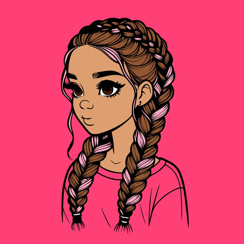 realistic girl with braids