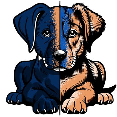 realistic dog split picture