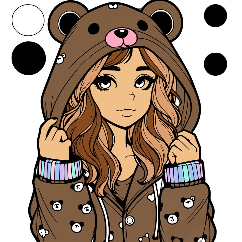 realistic girl in a animal pjs hoodie