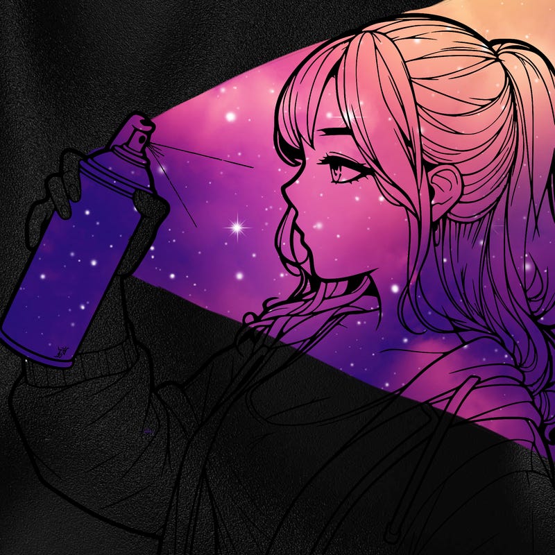 a realistic girl spray, painting