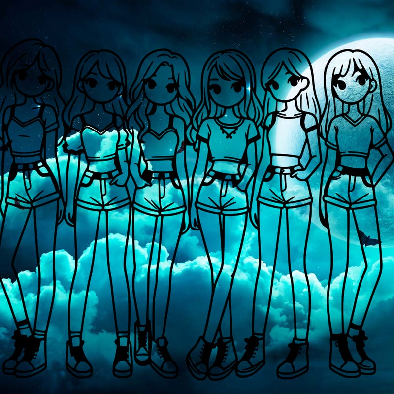 a group of girls wearing crop tops and shorts