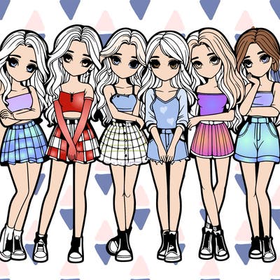 a group of girls realistic