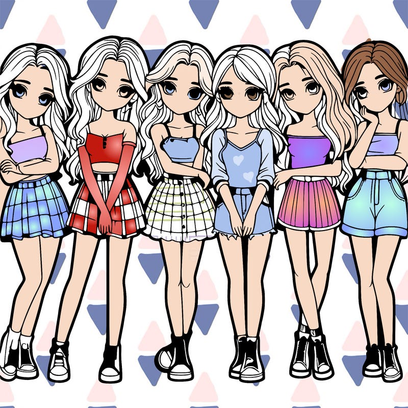 a group of girls realistic