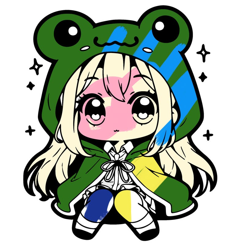 chibi girl with frog hoodie