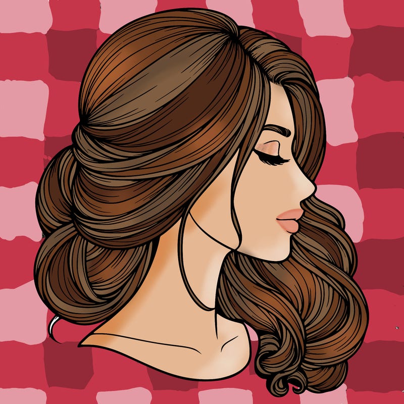 realistic woman's head & hair