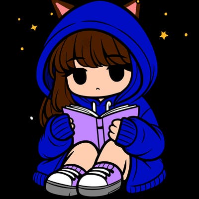 girl in oversized hoodie reading a book