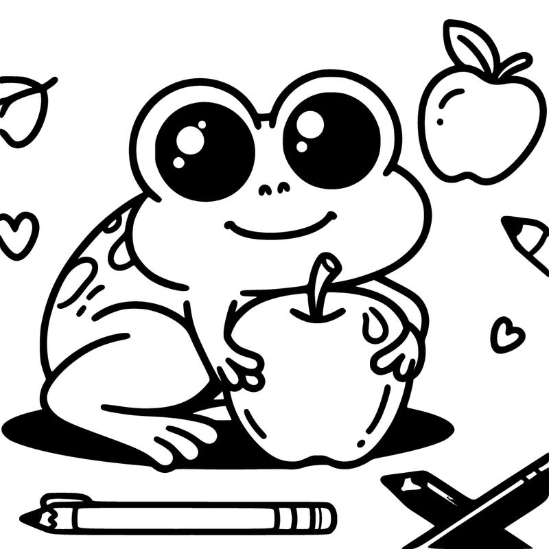 frog eating a apples