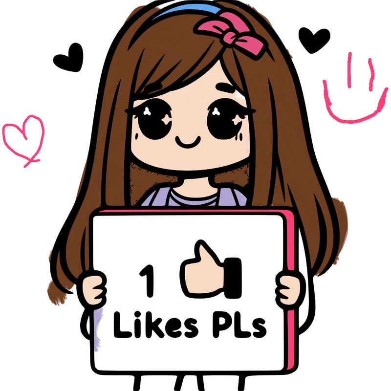 girl holding a sign saying 10 likes pls