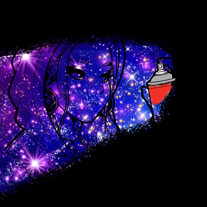 a realistic girl, spray painting