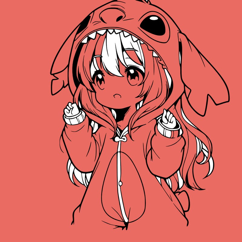 anime girl in a stitch onsie