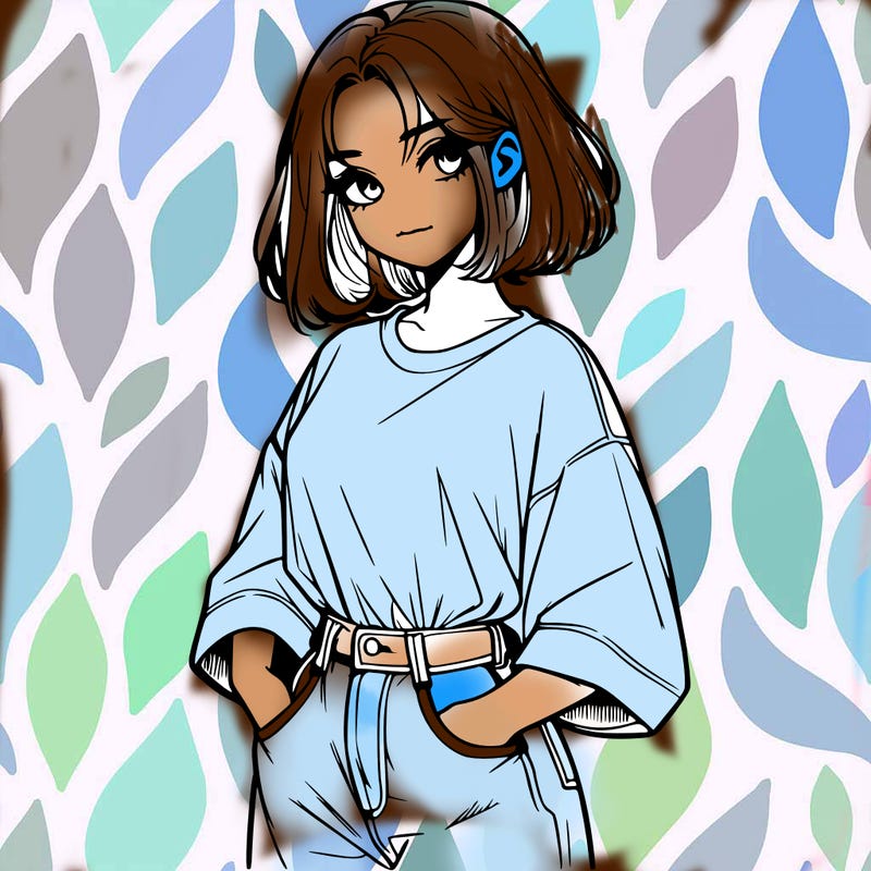 realistic girl with baggy shirt