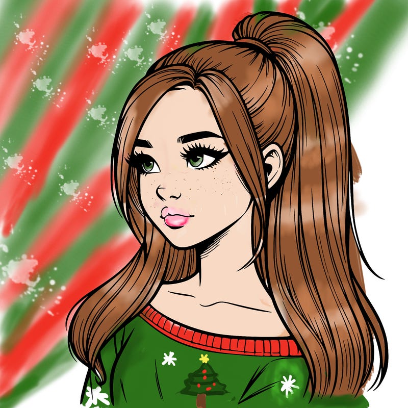 realistic girl with a high ponytail