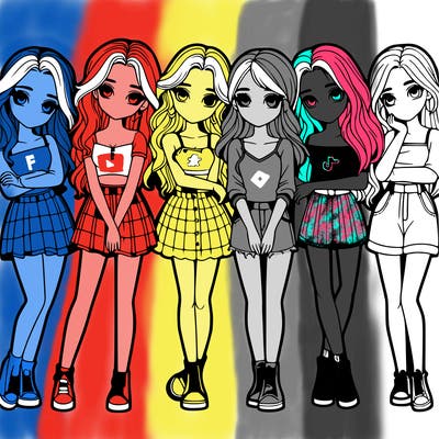a group of girls realistic