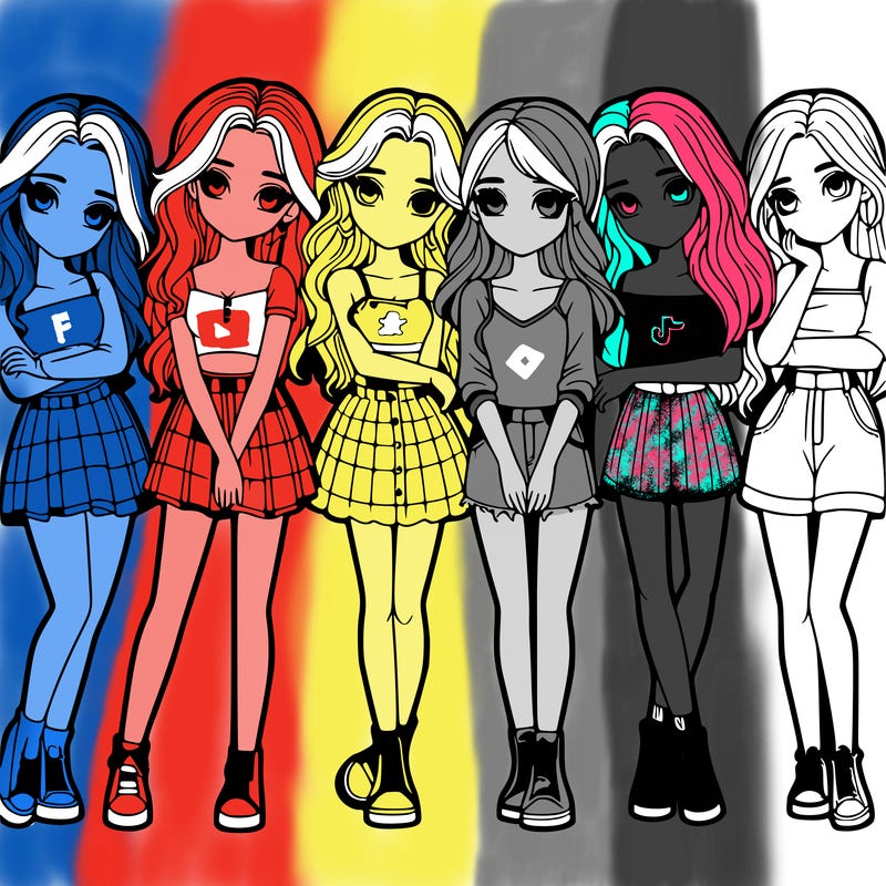 a group of girls realistic