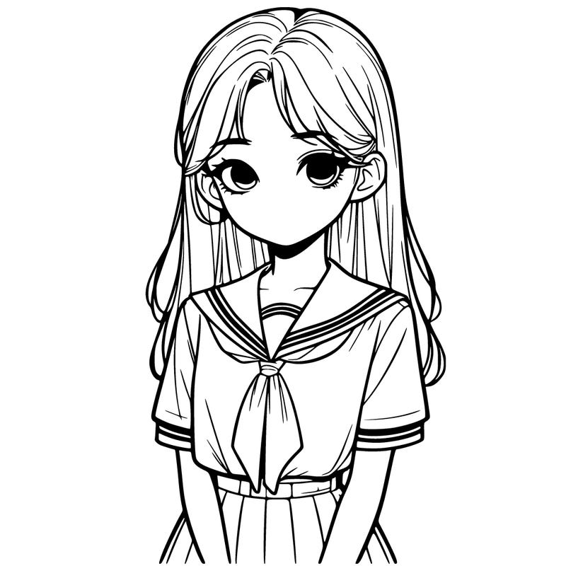 a realistic girl in a school uniform