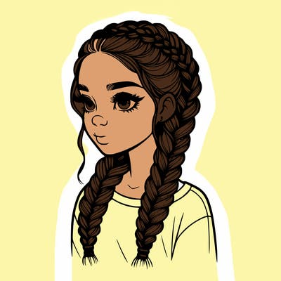 realistic girl with braids