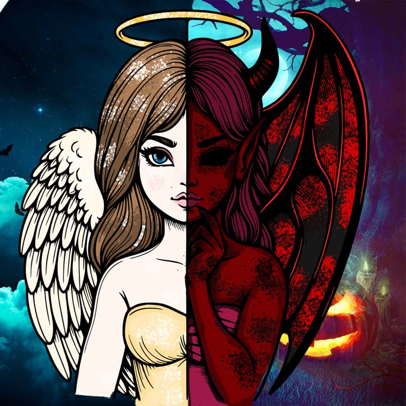 realistic angel half demon