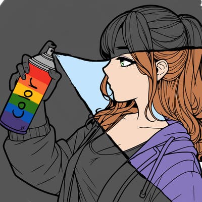 a realistic girl spray, painting