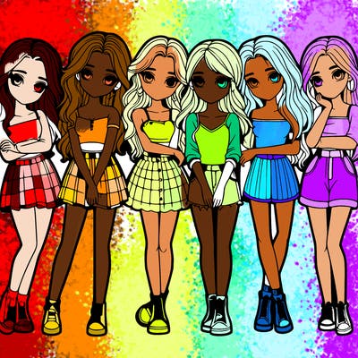 a group of girls realistic