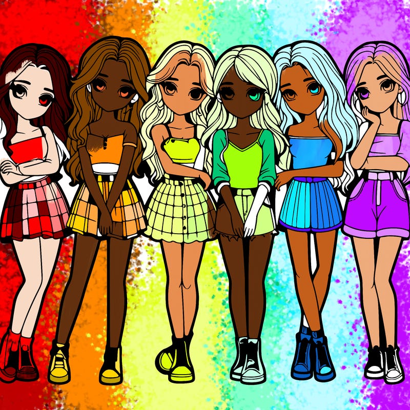 a group of girls realistic