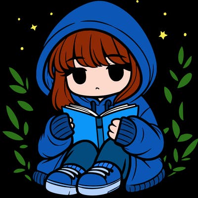 girl in oversized hoodie reading a book