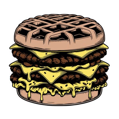 realistic waffle burger