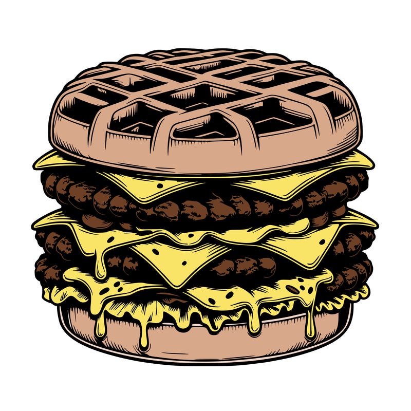 realistic waffle burger