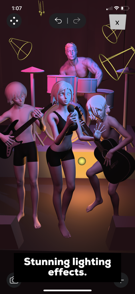 A 3D character band with cinematic lighting in Magic Poser