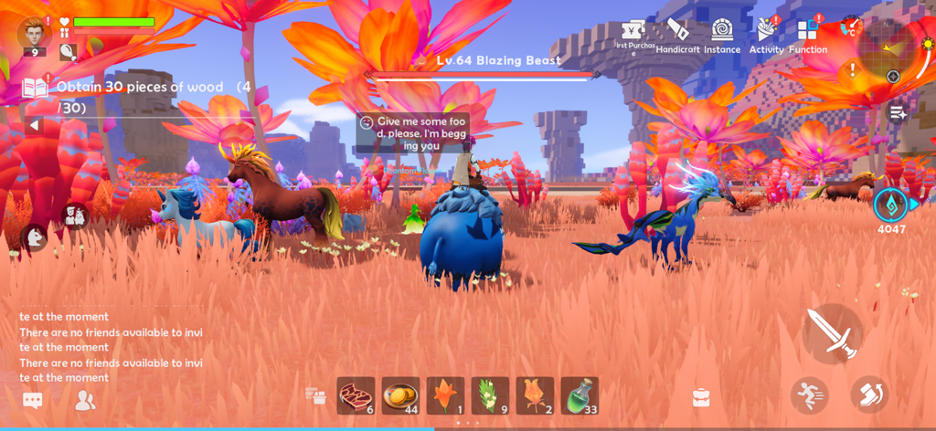Lightus - A vibrant open world in the game Lightus with various fantasy pets and colorful landscapes