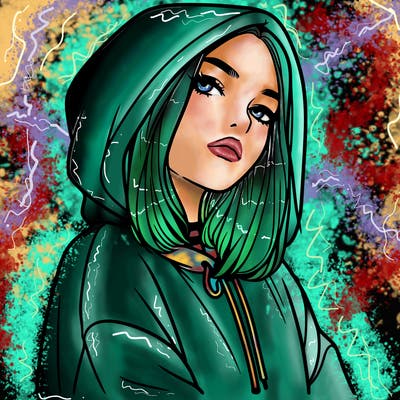 a realistic girl in a hoodie