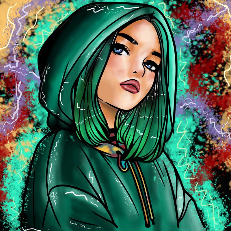 a realistic girl in a hoodie