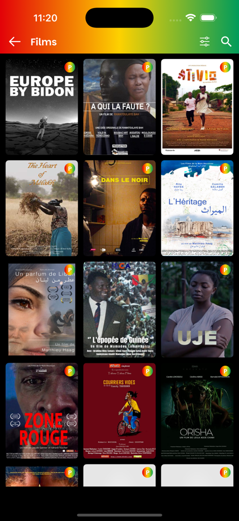 Djoliba TV - Djoliba TV movie catalog featuring a grid of Guinean and African film posters.