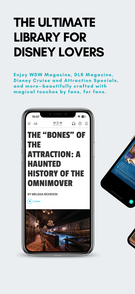 WDW Magazine - iPhone screen displaying a WDW Magazine article about Disney attraction history