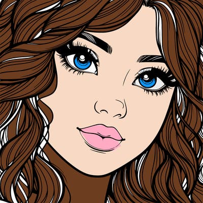 beautiful realistic girl close up to the camera with wavy hair,