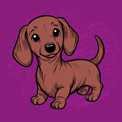 cute realistic, wiener dog