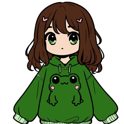 girl wearing frogging sweatshirt