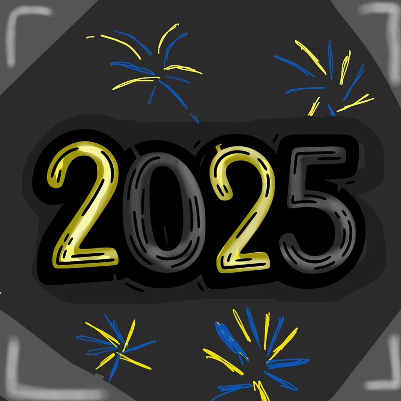 one line scrawled numbers sketch design “2025”