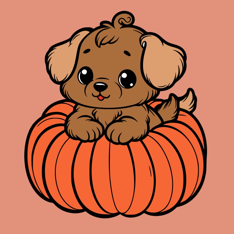 cute little puppy in a pumpkin