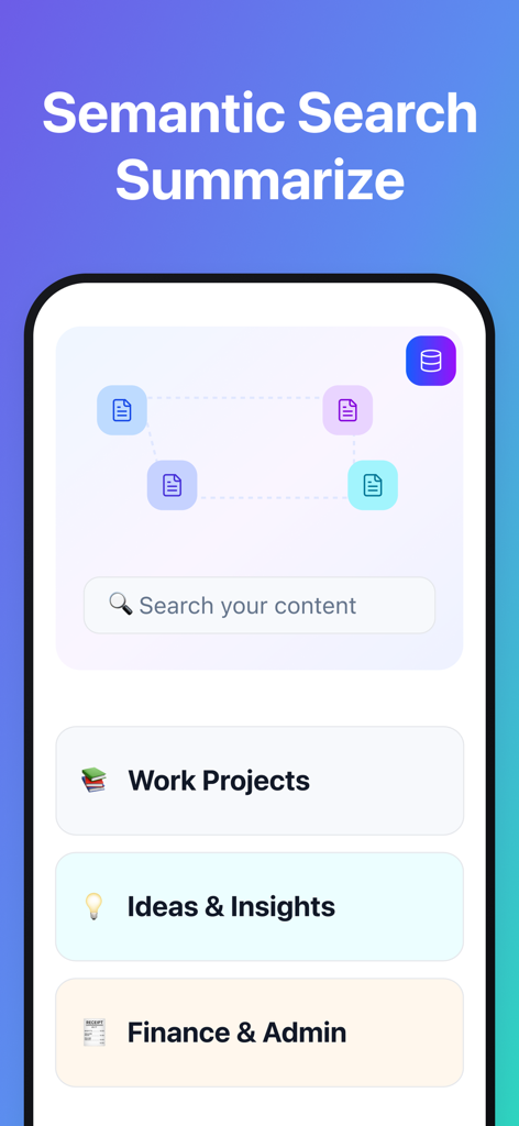 DoMore - Next-Gen AI Notebook - Interfaz del cuaderno IA de DoMore que muestra la barra de búsqueda semántica y carpetas de proyectos organizadas.