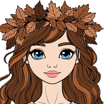 realistic girl with fall leaf crown
