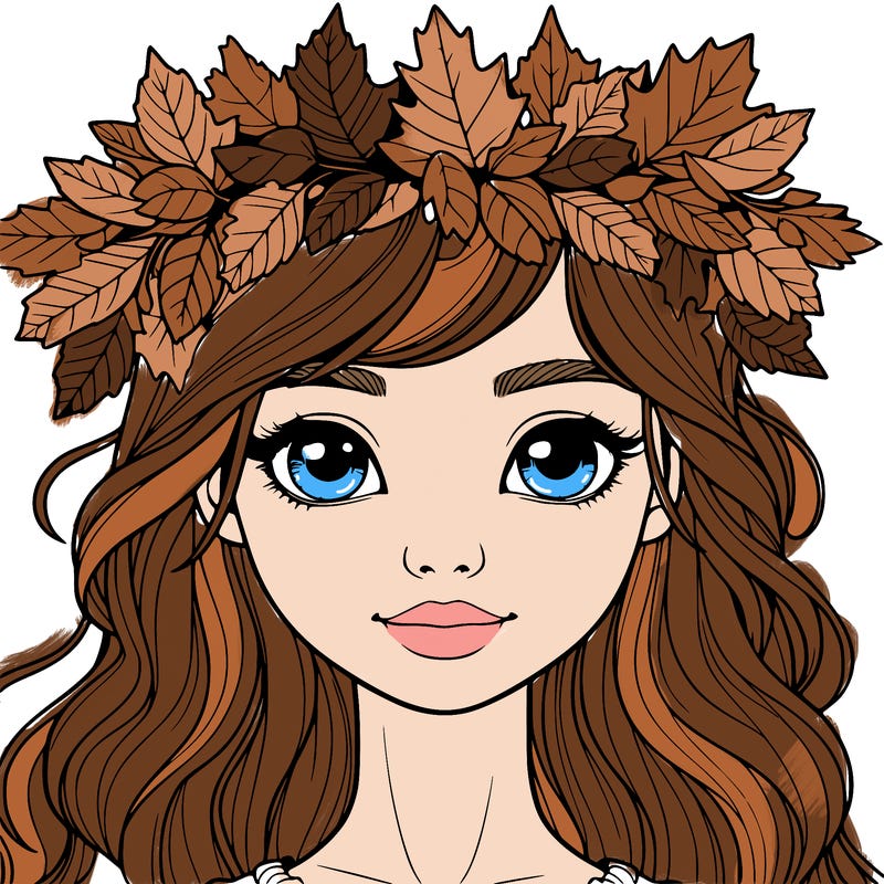 realistic girl with fall leaf crown