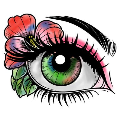 realistic eye with flower